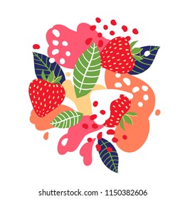 Strawberries on abstract background. Vector illustration