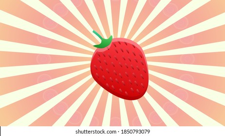 Strawberries on the background of the rising sun's rays retro shabby style grunge vector.