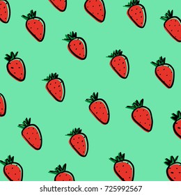 Strawberries on blue background