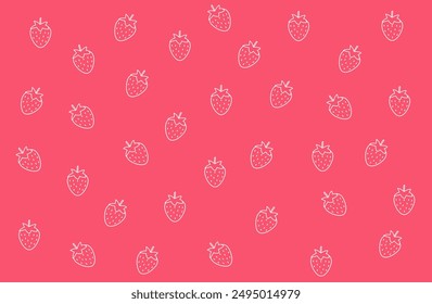 strawberries on a pink background. Seamless vector pattern. Hand drawn strawberry.