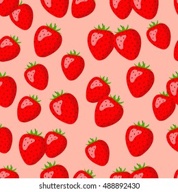 Strawberries on a pink background. Seamless pattern. Vector illustration.