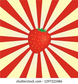 
Strawberries on a striped red background