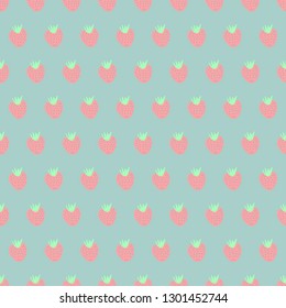 Strawberries on teal background seamless pattern vector
