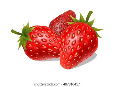 strawberries on white background