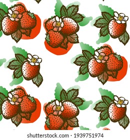 
Strawberries on a white background. Pattern