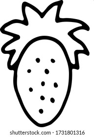 
Strawberries on a white background. Vector isolated illustration with a vegetable. Useful product. Vegetarianism. Separate item with strawberries. Doodle style. Printing on paper, fabric, utensils, p
