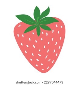Strawberries on a white background. Vector graphic illustration. Vegetarian cafe print, poster, postcard. Natural, organic dessert sweet.