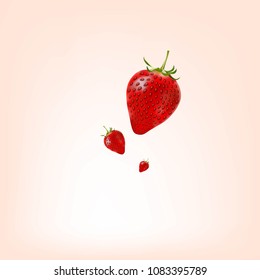 
strawberries on a white and pink background