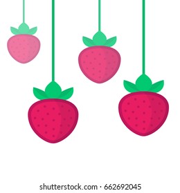strawberries on white vector illustration