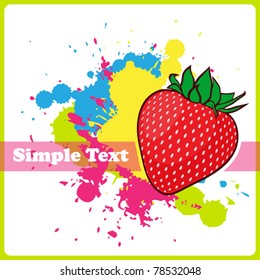 Strawberries on a withe background with blots. Vector illustration. Place for your text.