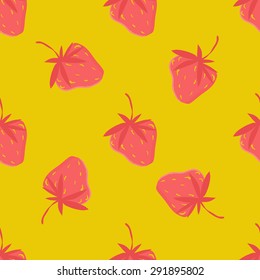 Strawberries on a yellow background.