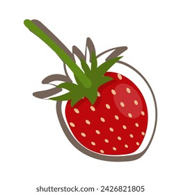 Strawberries with an outline on a white background. Vector illustration