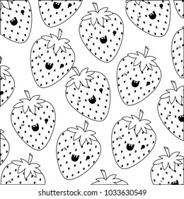strawberries pattern background kawaii character