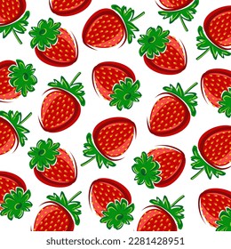 Strawberries pattern background set. Collection icon strawberries. Vector