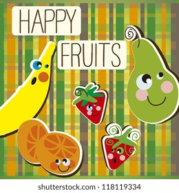 strawberries, pear, banana, orange
