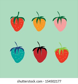 Fresas al estilo del arte pop. Vector.