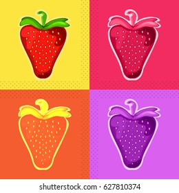 Strawberries in a pop art style. Vector.