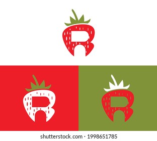 Strawberries R logo design eps