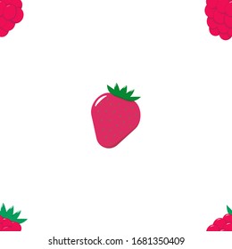 strawberries and raspberries folded in a seamless pattern, isolated on a white background, printed on fabric, for covers, Wallpaper, packaging paper