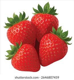 morangos, vermelho, maduro, fresco, suculento, orgânico, brilhante, saudável, natural, fundo branco, alimento, produzir, baga, fruto, folhas verdes, closeup, detalhado
