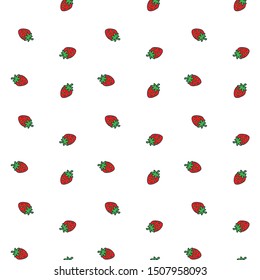 Рattern with strawberries. Seamless cute pattern with hand drawn strawberries on white background. Vector 8 EPS.