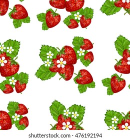  Strawberries seamless hand drawn vector pattern. summer food fruit strawberry seamless pattern. Sweet red healthy nature berry fresh strawberry pattern dessert organic graphic ripe.