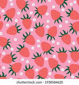 Strawberries  seamless pattern background. strawberry pattern.