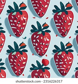 Strawberries. Seamless pattern with berries. Hand-drawn background. Vector illustration