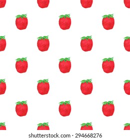 Strawberries. Seamless pattern with berries. Hand-drawn background. Vector illustration. Real watercolor drawing.