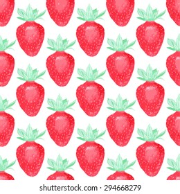 Strawberries. Seamless pattern with berries. Hand-drawn background. Vector illustration. Real watercolor drawing.