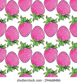 Strawberries. Seamless pattern with berries. Hand-drawn background. Vector illustration. Real watercolor drawing.