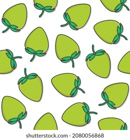 Strawberries Seamless Pattern On A White Background. Fresh Strawberry Illustration
