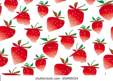 strawberries seamless pattern on white background. 