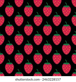 Strawberries seamless pattern. Summer berry vector background.  Vector template for textile, fabric, wallpaper, wrapping paper, scrapbooking etc