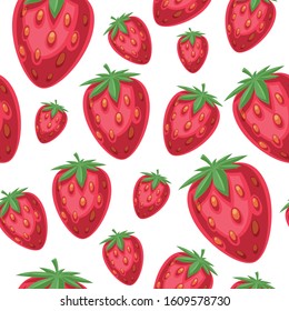 Strawberries seamless pattern. Sweet berries background. Vector illustration.
