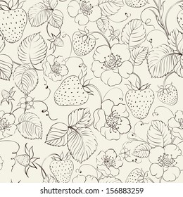 Strawberries seamless pattern. Vector illustration.