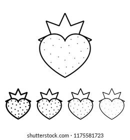 Strawberries in the shape of heart icon in different thickness style. One of Valentine collection icon can be used for UI, UX