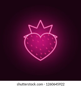 Strawberries in the shape of heart icon. Elements of Valentine in neon style icons. Simple icon for websites, web design, mobile app, info graphics