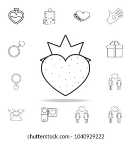 Strawberries in the shape of heart icon. Set of Love element icons. Premium quality graphic design. Signs, outline symbols collection icon for websites, web design, mobile app on white background