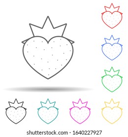 Strawberries in the shape of heart multi color style icon. Simple thin line, outline vector of valentine icons for ui and ux, website or mobile application