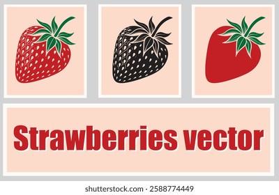 Strawberries silhouette vector illustration, Strawberries silhouette vector