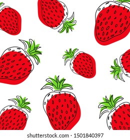 Strawberries sketch pattern. Vector illustration 
