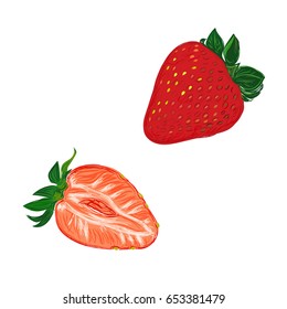 strawberries in sketch style, vector illustration