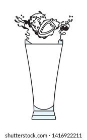 Strawberries splashing refreshment drink natural juice vector illustration graphic design
