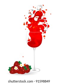 Strawberries and strawberry juice splash