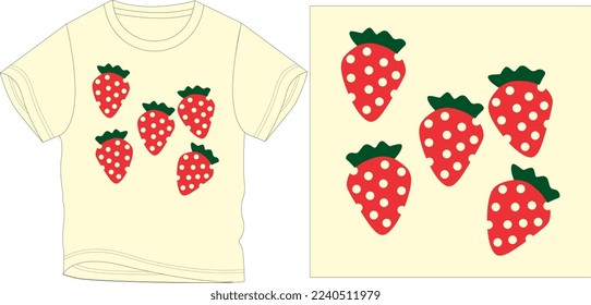 strawberries t shirt graphic design vector illustration \