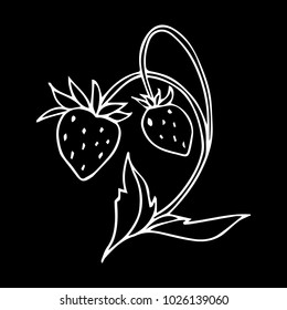 Strawberries vector illustration. Doodle style. Design, print, logo, decor, textile, paper