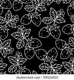 Strawberries vector illustration. Doodle style. Design icon, print, logo, poster, symbol, decor, textile, paper, card. 