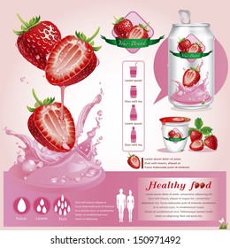 Strawberriy juice infographics.vector illustration