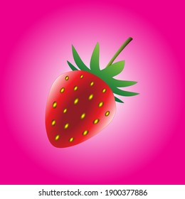 Icono vectorial 3d de fresa aislado en fondo rosado. Fruto dulce realista